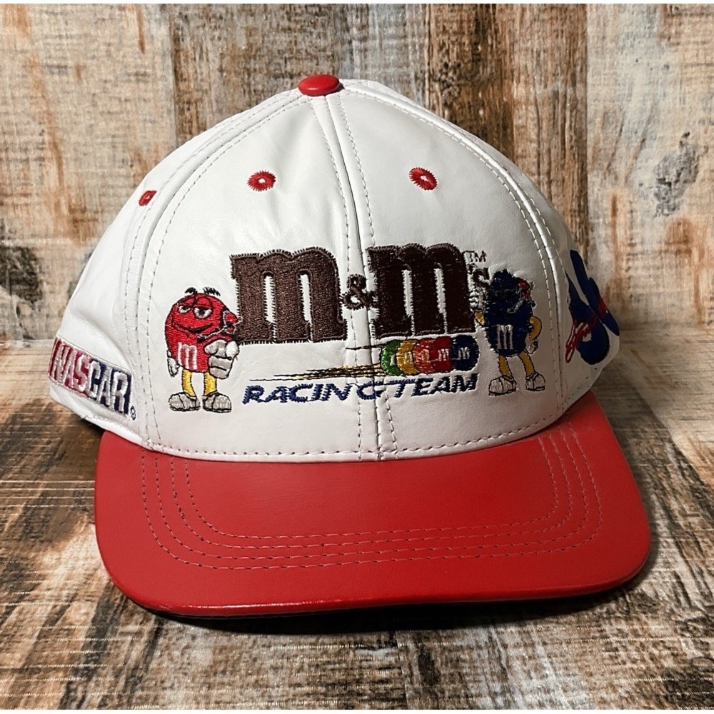 VTG Y2K NASCAR Ernie Irvan #36 M&Ms Leather Cap